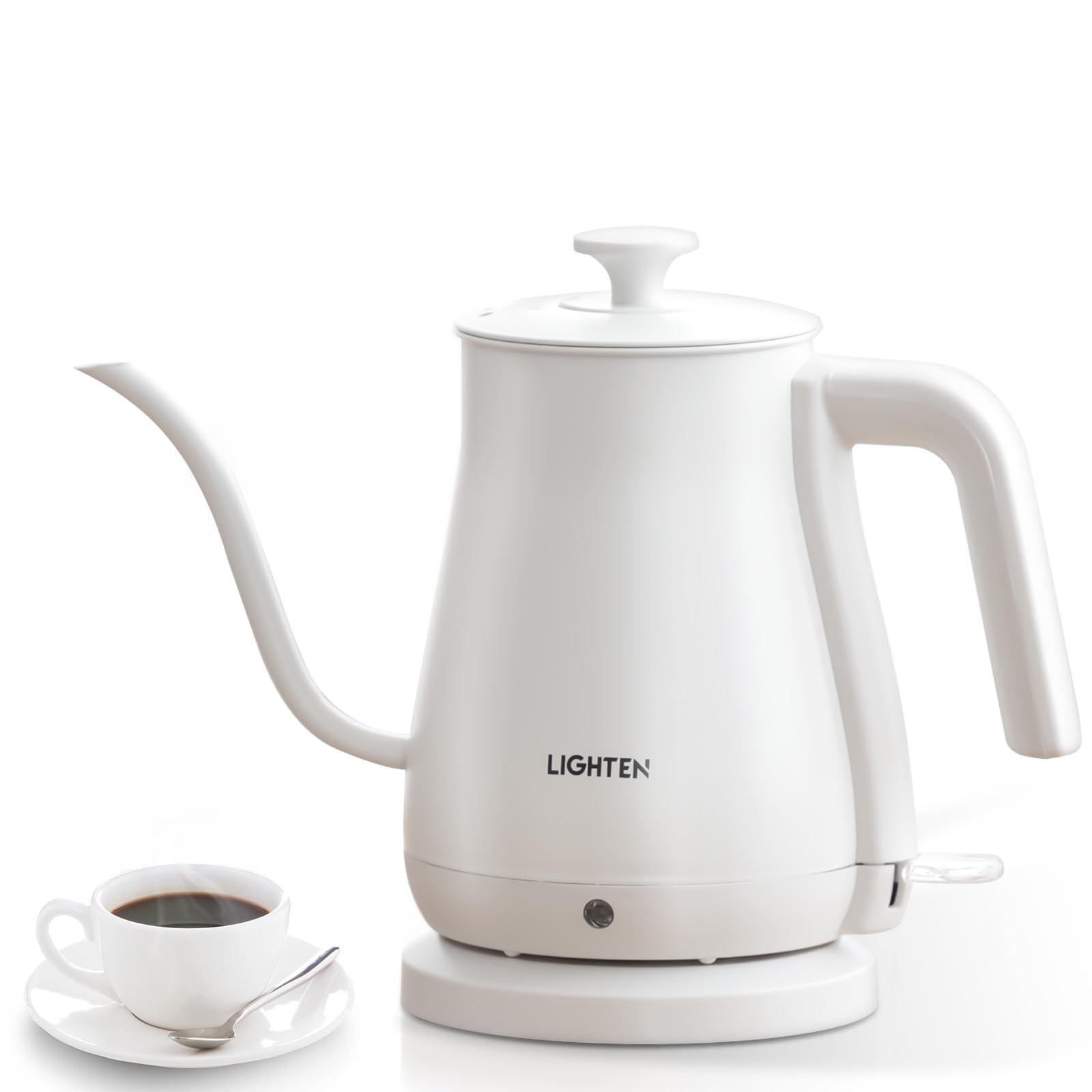 【吉道通販 】【ホワイト】電気ケトル ケトル グースネック 電気ポット 800ml 湯沸かし器 ステンレス 空焚き防止機能 コーヒードリップ スリムノズル 細口 ハンドドリップ おしゃれ [egb-w81-wh]