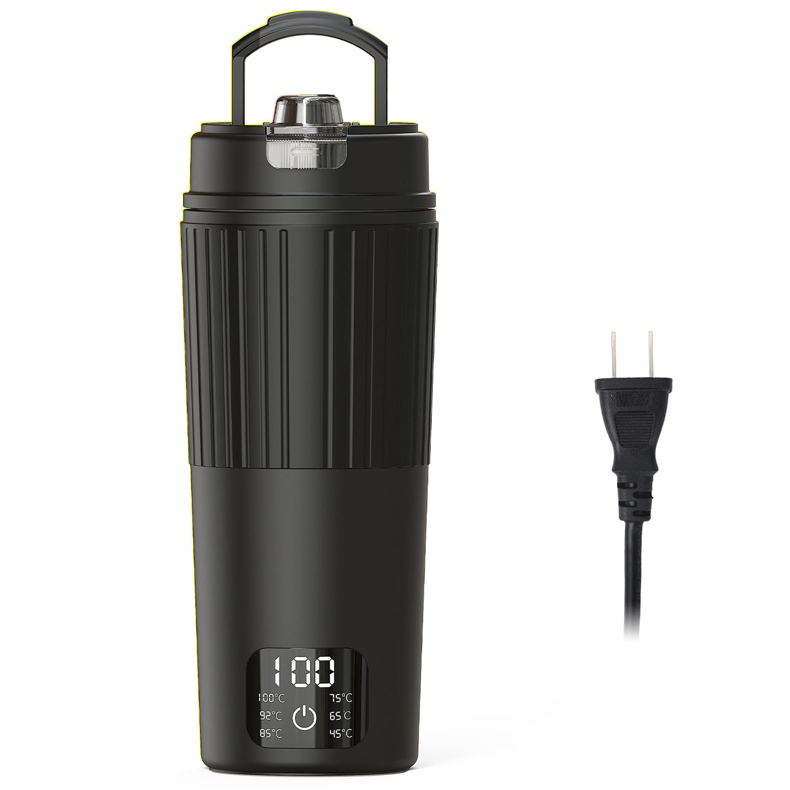 Aliliy 電気ケトル ポータブル トラベルケトル 550ml大容量 海外対応 6段階温度調節 保温 持ち運びケトル 400W 小型 5分急速沸かし 一人暮らし 電気ポット 漏れない 携帯ポット 空焚き防止 水筒 電気温水カップ お湯・コーヒー・お茶・粉ミルク キャンプ/旅行/出張/車中泊/オフィス対応 PSE認証済み (ブラック-550ml)